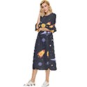 Cosmos Rockets Spaceships Ufos Double Cuff Midi Dress View2