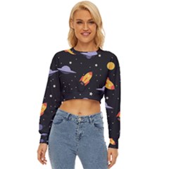 Cosmos Rockets Spaceships Ufos Lightweight Long Sleeve Sweatshirt by Cowasu