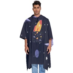 Cosmos Rockets Spaceships Ufos Men s Hooded Rain Ponchos