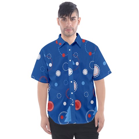 Christmas Pattern Tree Design Men s Short Sleeve Shirt by Cowasu