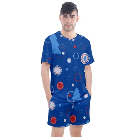 Christmas Pattern Tree Design Men s Mesh Tee And Shorts Set by Cowasu