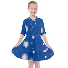 Christmas Pattern Tree Design Kids  All Frills Chiffon Dress by Cowasu