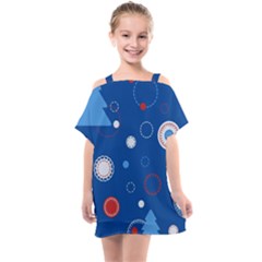 Christmas Pattern Tree Design Kids  One Piece Chiffon Dress by Cowasu