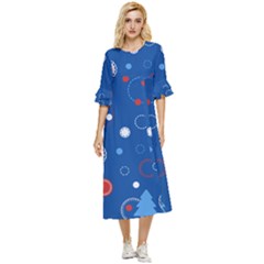 Christmas Pattern Tree Design Double Cuff Midi Dress by Cowasu