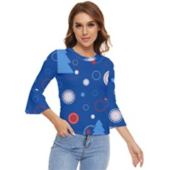 Christmas Pattern Tree Design Bell Sleeve Top