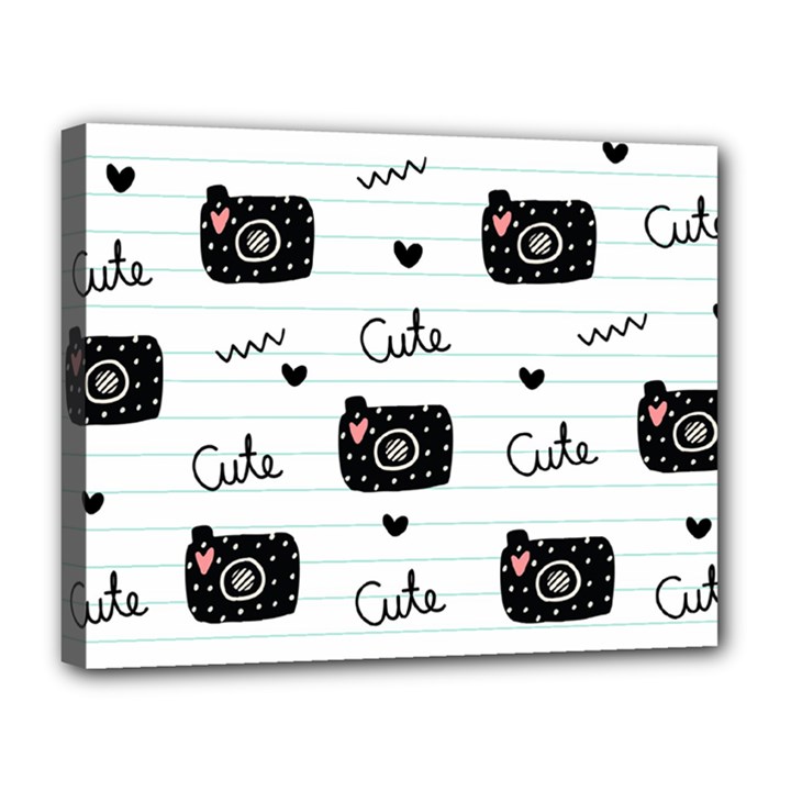 Cute Cameras Doodles Hand Drawn Canvas 14  x 11  (Stretched)