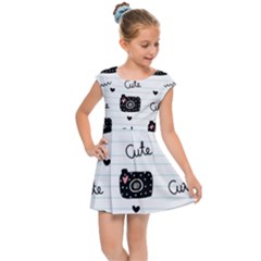 Cute Cameras Doodles Hand Drawn Kids  Cap Sleeve Dress by Cowasu