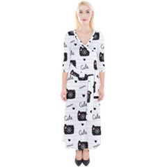 Cute Cameras Doodles Hand Drawn Quarter Sleeve Wrap Maxi Dress by Cowasu