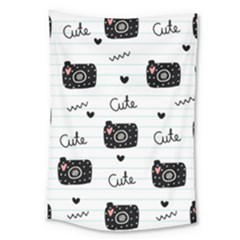 Cute Cameras Doodles Hand Drawn Large Tapestry by Cowasu