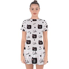 Cute Cameras Doodles Hand Drawn Drop Hem Mini Chiffon Dress by Cowasu