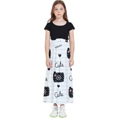 Cute Cameras Doodles Hand Drawn Kids  Flared Maxi Skirt by Cowasu