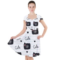 Cute Cameras Doodles Hand Drawn Cap Sleeve Midi Dress by Cowasu