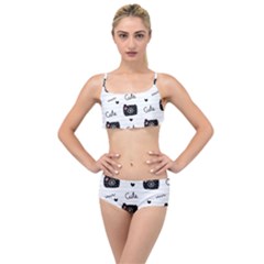 Cute Cameras Doodles Hand Drawn Layered Top Bikini Set by Cowasu