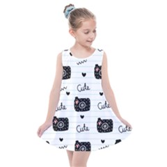 Cute Cameras Doodles Hand Drawn Kids  Summer Dress by Cowasu