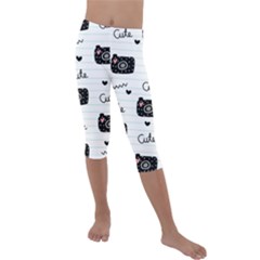 Cute Cameras Doodles Hand Drawn Kids  Lightweight Velour Capri Leggings  by Cowasu