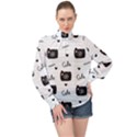 Cute Cameras Doodles Hand Drawn High Neck Long Sleeve Chiffon Top View1