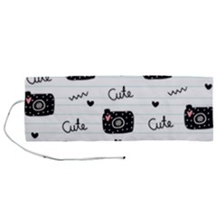 Cute Cameras Doodles Hand Drawn Roll Up Canvas Pencil Holder (m) by Cowasu