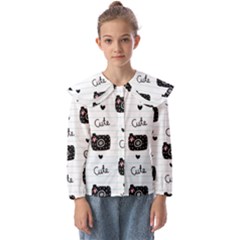 Cute Cameras Doodles Hand Drawn Kids  Peter Pan Collar Blouse by Cowasu