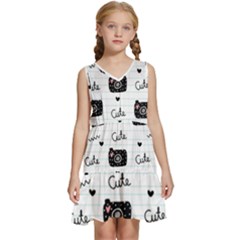 Cute Cameras Doodles Hand Drawn Kids  Sleeveless Tiered Mini Dress by Cowasu