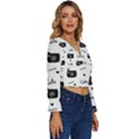 Cute Cameras Doodles Hand Drawn Long Sleeve V-Neck Top View3