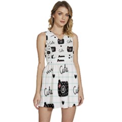 Cute Cameras Doodles Hand Drawn Sleeveless High Waist Mini Dress by Cowasu