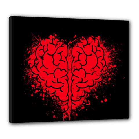 Heart Brain Mind Psychology Doubt Canvas 24  X 20  (stretched) by Cowasu