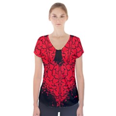 Heart Brain Mind Psychology Doubt Short Sleeve Front Detail Top by Cowasu