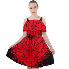 Heart Brain Mind Psychology Doubt Cut Out Shoulders Chiffon Dress by Cowasu