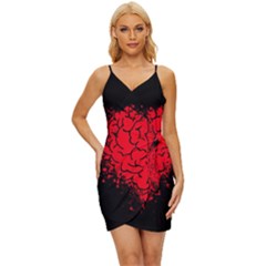 Heart Brain Mind Psychology Doubt Wrap Tie Front Dress