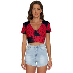 Heart Brain Mind Psychology Doubt V-neck Crop Top by Cowasu