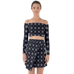 Snowflakes Background Pattern Off Shoulder Top With Skirt Set by Cowasu