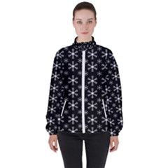 Snowflakes Background Pattern Women s High Neck Windbreaker