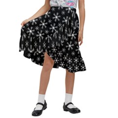 Snowflakes Background Pattern Kids  Ruffle Flared Wrap Midi Skirt by Cowasu