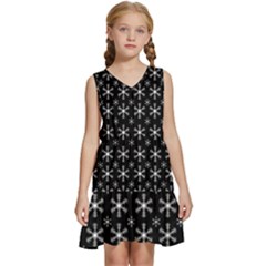 Snowflakes Background Pattern Kids  Sleeveless Tiered Mini Dress by Cowasu