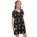 Snowflakes Background Pattern Kids  Short Sleeve Tiered Mini Dress View3