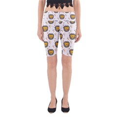 Lion Heads Pattern Design Doodle Yoga Cropped Leggings by Cowasu