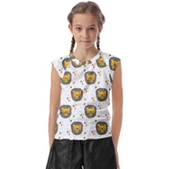 Lion Heads Pattern Design Doodle Kids  Raglan Cap Sleeve Tee by Cowasu