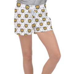 Lion Heads Pattern Design Doodle Women s Velour Lounge Shorts by Cowasu