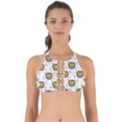 Lion Heads Pattern Design Doodle Perfectly Cut Out Bikini Top by Cowasu