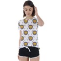 Lion Heads Pattern Design Doodle Short Sleeve Open Back Tee View1