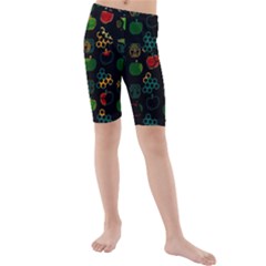 Apples Honey Honeycombs Pattern Kids  Mid Length Swim Shorts by Cowasu