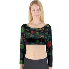 Apples Honey Honeycombs Pattern Long Sleeve Crop Top by Cowasu