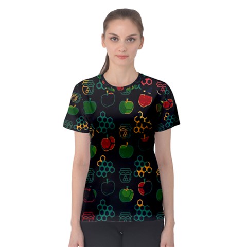 Apples Honey Honeycombs Pattern Women s Sport Mesh Tee by Cowasu