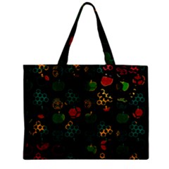 Apples Honey Honeycombs Pattern Zipper Mini Tote Bag