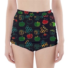 Apples Honey Honeycombs Pattern High-waisted Bikini Bottoms