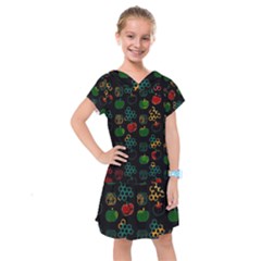 Apples Honey Honeycombs Pattern Kids  Drop Waist Dress by Cowasu