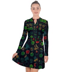 Apples Honey Honeycombs Pattern Long Sleeve Panel Dress