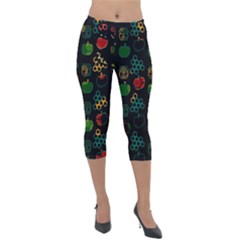 Apples Honey Honeycombs Pattern Lightweight Velour Capri Leggings  by Cowasu