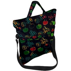 Apples Honey Honeycombs Pattern Fold Over Handle Tote Bag