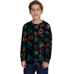 Apples Honey Honeycombs Pattern Kids  Long Sleeve Jersey by Cowasu